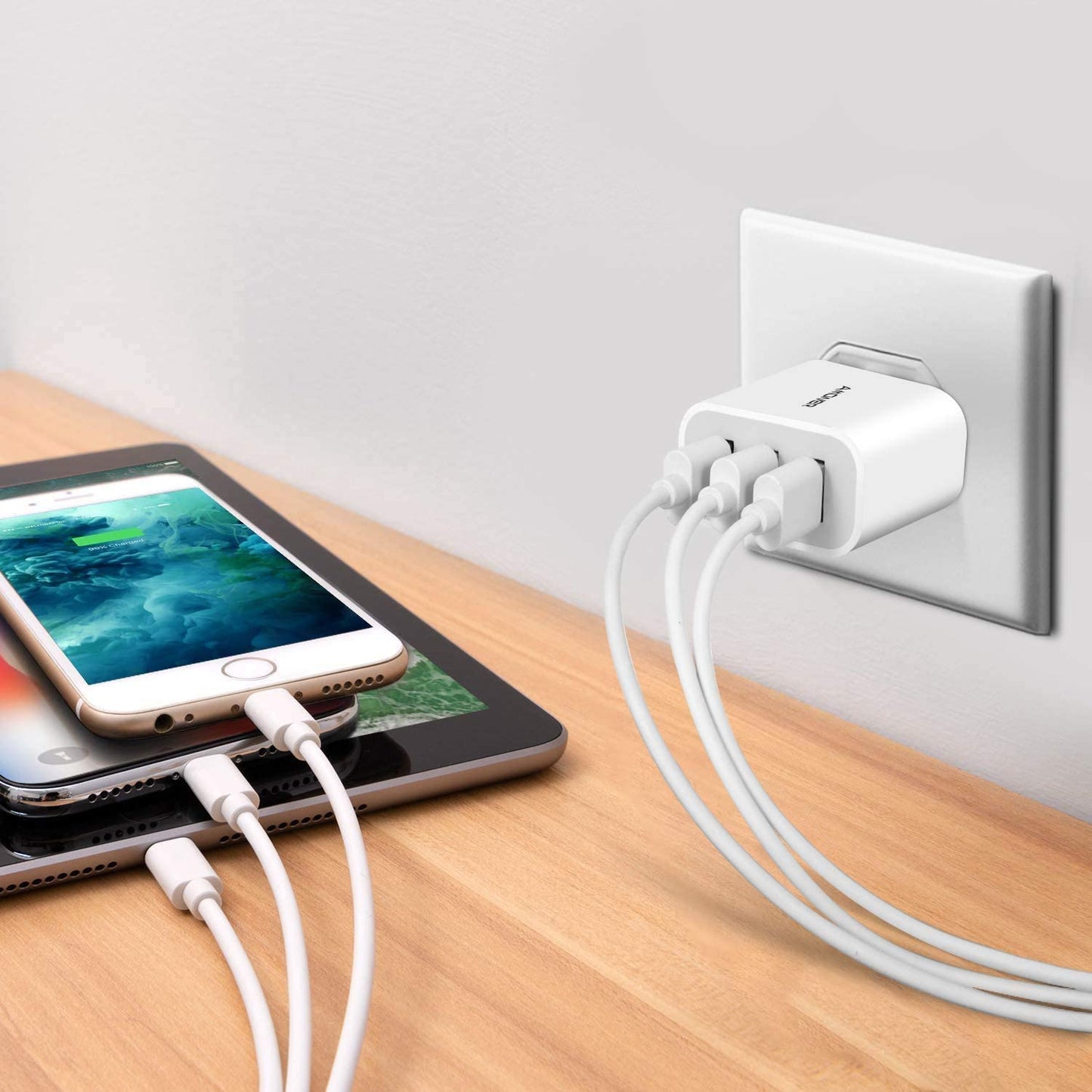 2-Pack 15W 3-Port USB Wall Charger – Compact Fast Charging Adapter for iPhone, Samsung & Android