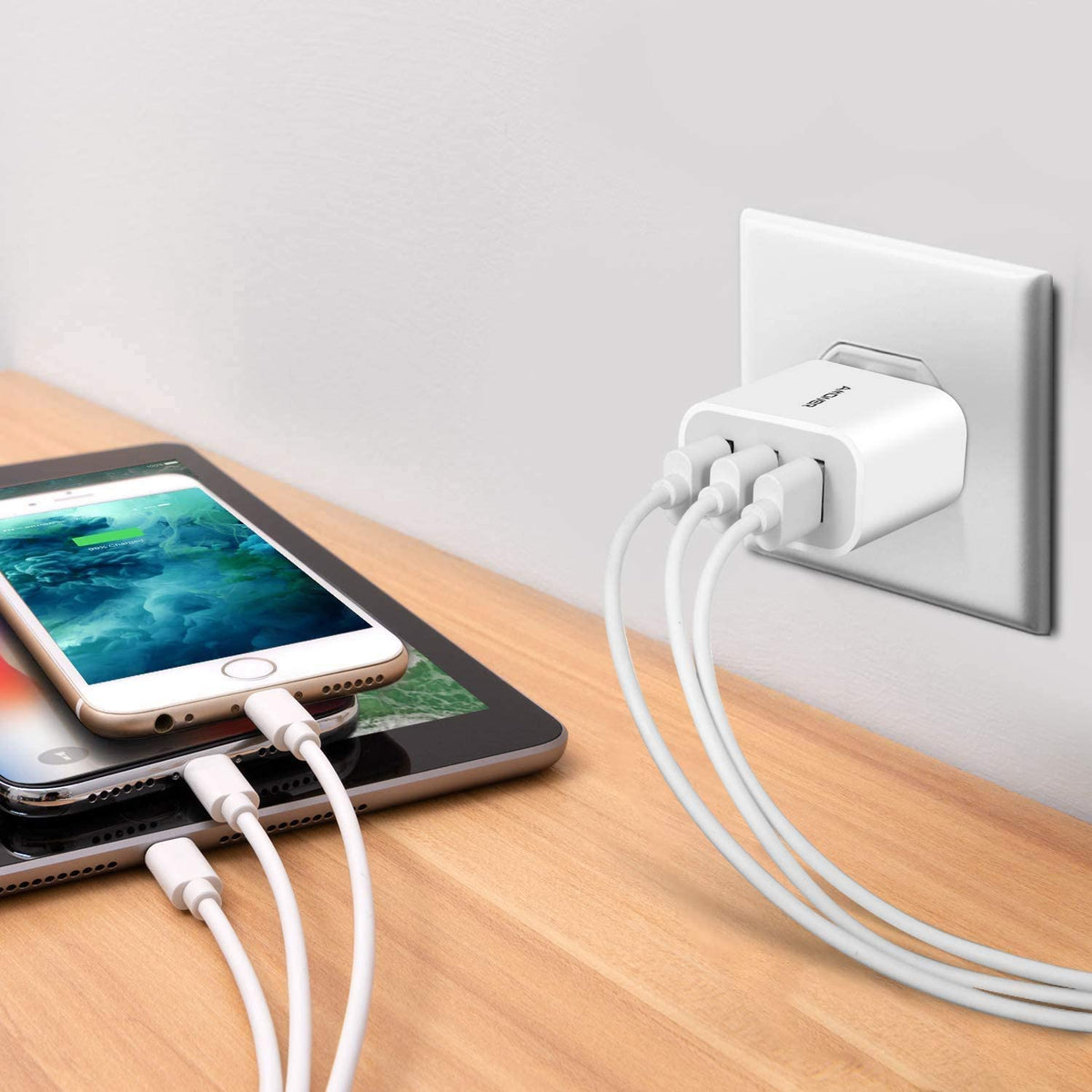 2-Pack 15W 3-Port USB Wall Charger – Compact Fast Charging Adapter for iPhone, Samsung & Android
