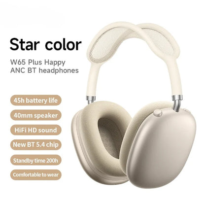 Oversized Draadloze Hoofdtelefoon Met ANC & Lange Batterijlevensduur – W65 Plus