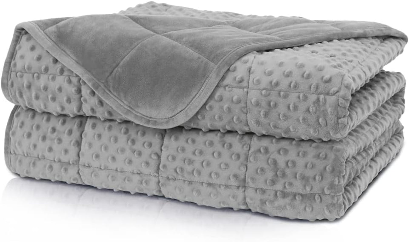 Weighted Blanket Queen 20Lbs for Adult(60"×80",Gray) Breathable Soft Minky Weighted Throw Blanket for All Season,Heavy Blanket with Premium Glass Beads