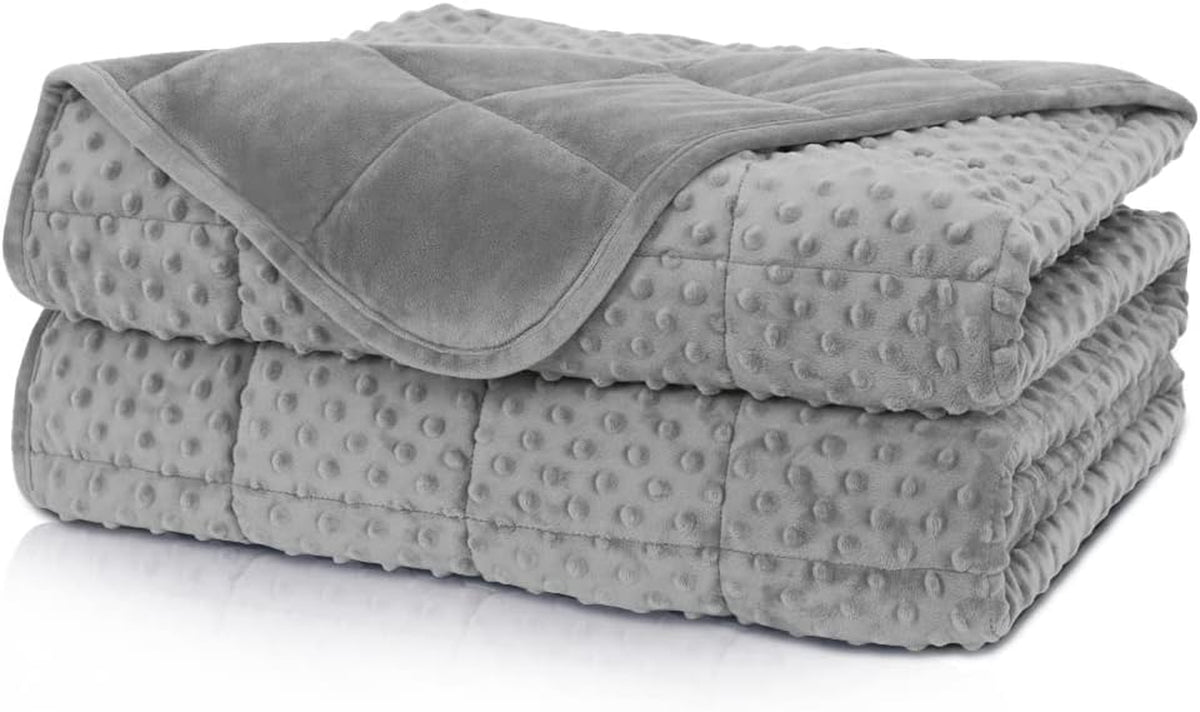 Weighted Blanket Queen 20Lbs for Adult(60"×80",Gray) Breathable Soft Minky Weighted Throw Blanket for All Season,Heavy Blanket with Premium Glass Beads