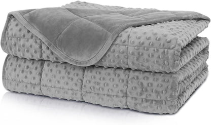 Weighted Blanket Queen 20Lbs for Adult(60"×80",Gray) Breathable Soft Minky Weighted Throw Blanket for All Season,Heavy Blanket with Premium Glass Beads