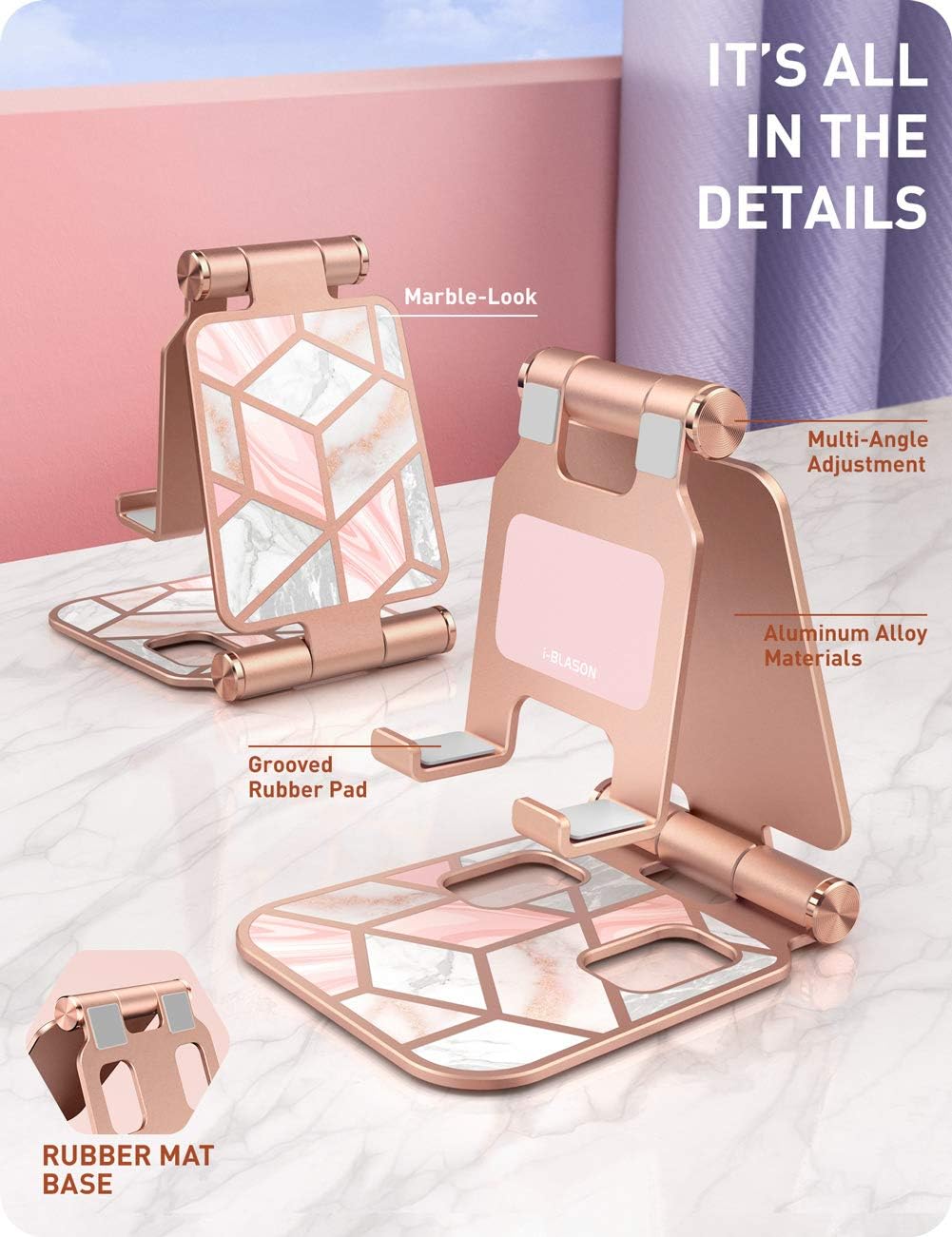 Marble Cell Phone Stand for Desk - Universal Phone Holder