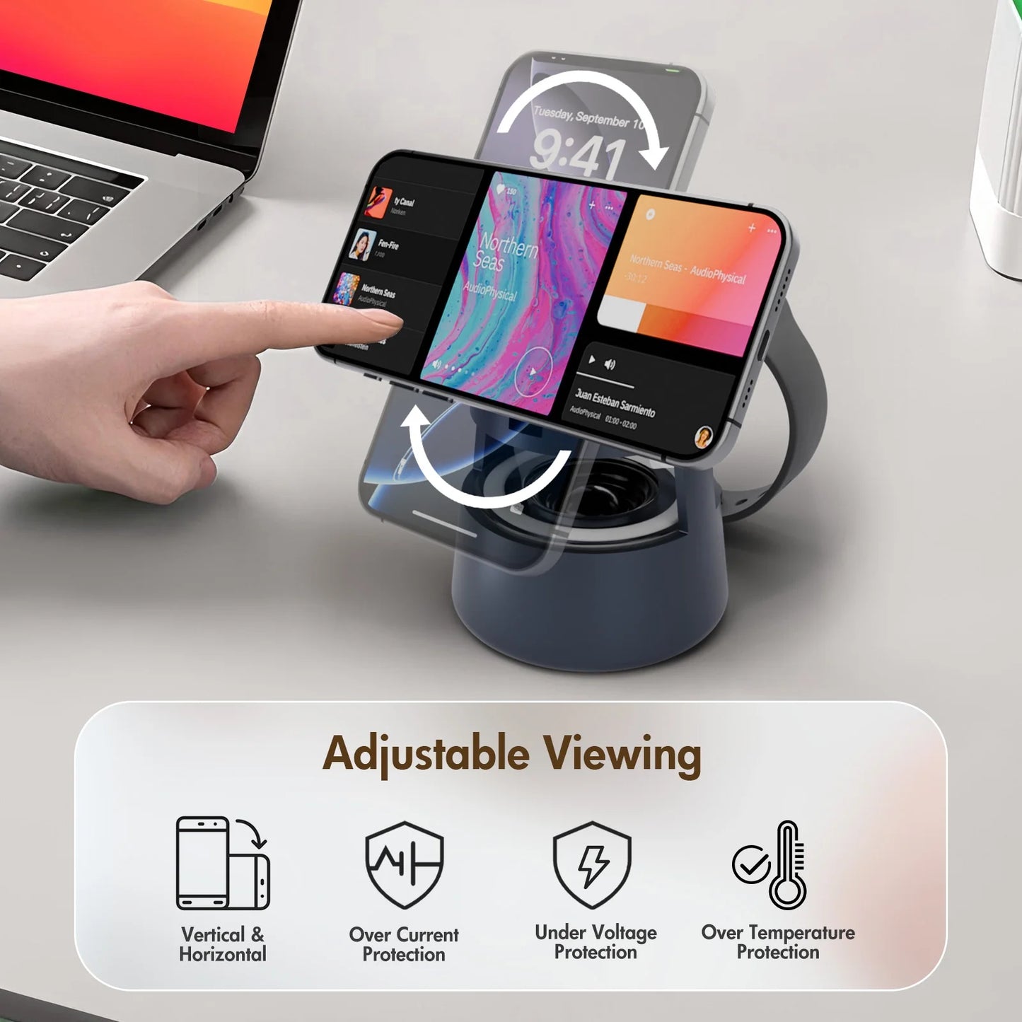 5-in-1 Wireless Charging Station – 15W Fast Charger for iPhone, AirPods & Apple Watch – MagSafe Compatible