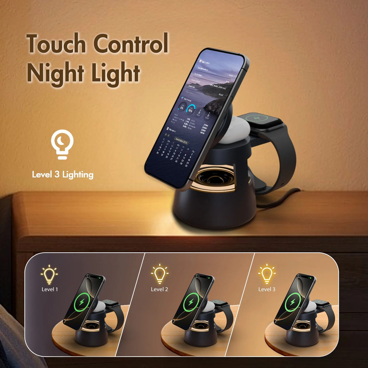 5-in-1 Wireless Charging Station – 15W Fast Charger for iPhone, AirPods & Apple Watch – MagSafe Compatible