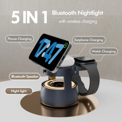 5-in-1 Wireless Charging Station – 15W Fast Charger for iPhone, AirPods & Apple Watch – MagSafe Compatible