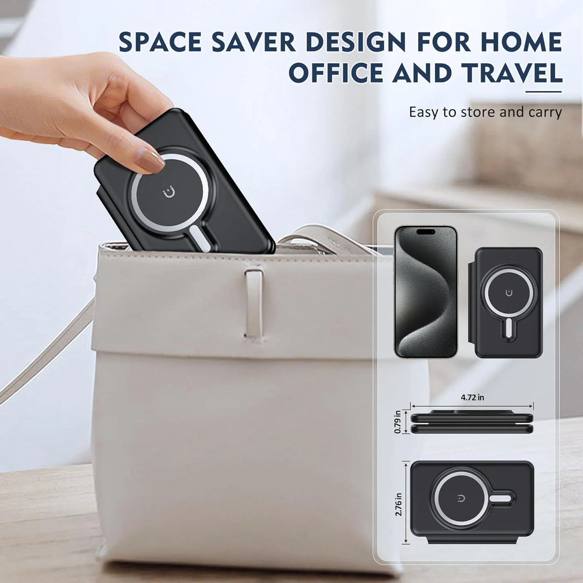 3-in-1 Foldable Wireless Charging Station for iPhone, Apple Watch & AirPods – Black