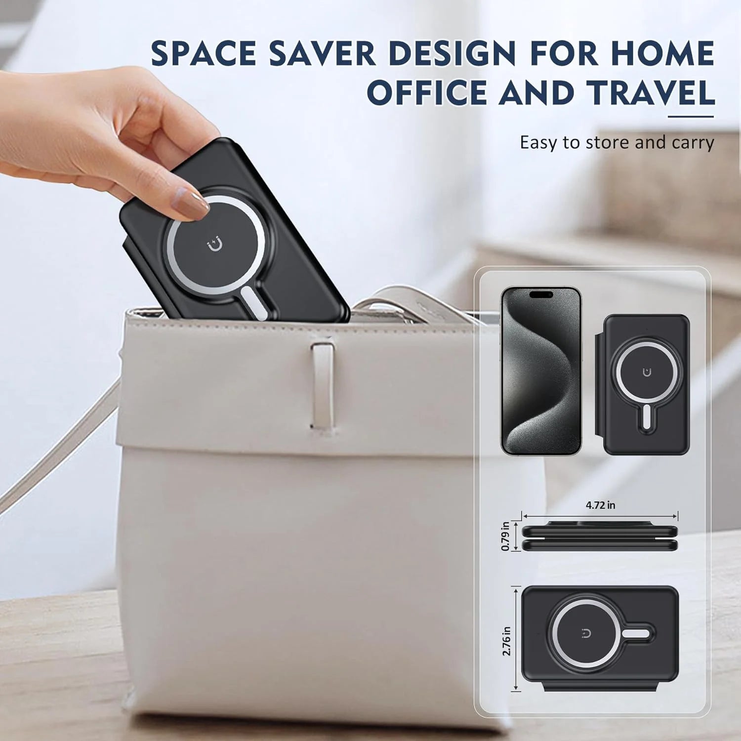 3-in-1 Foldable Wireless Charging Station for iPhone, Apple Watch & AirPods – Black