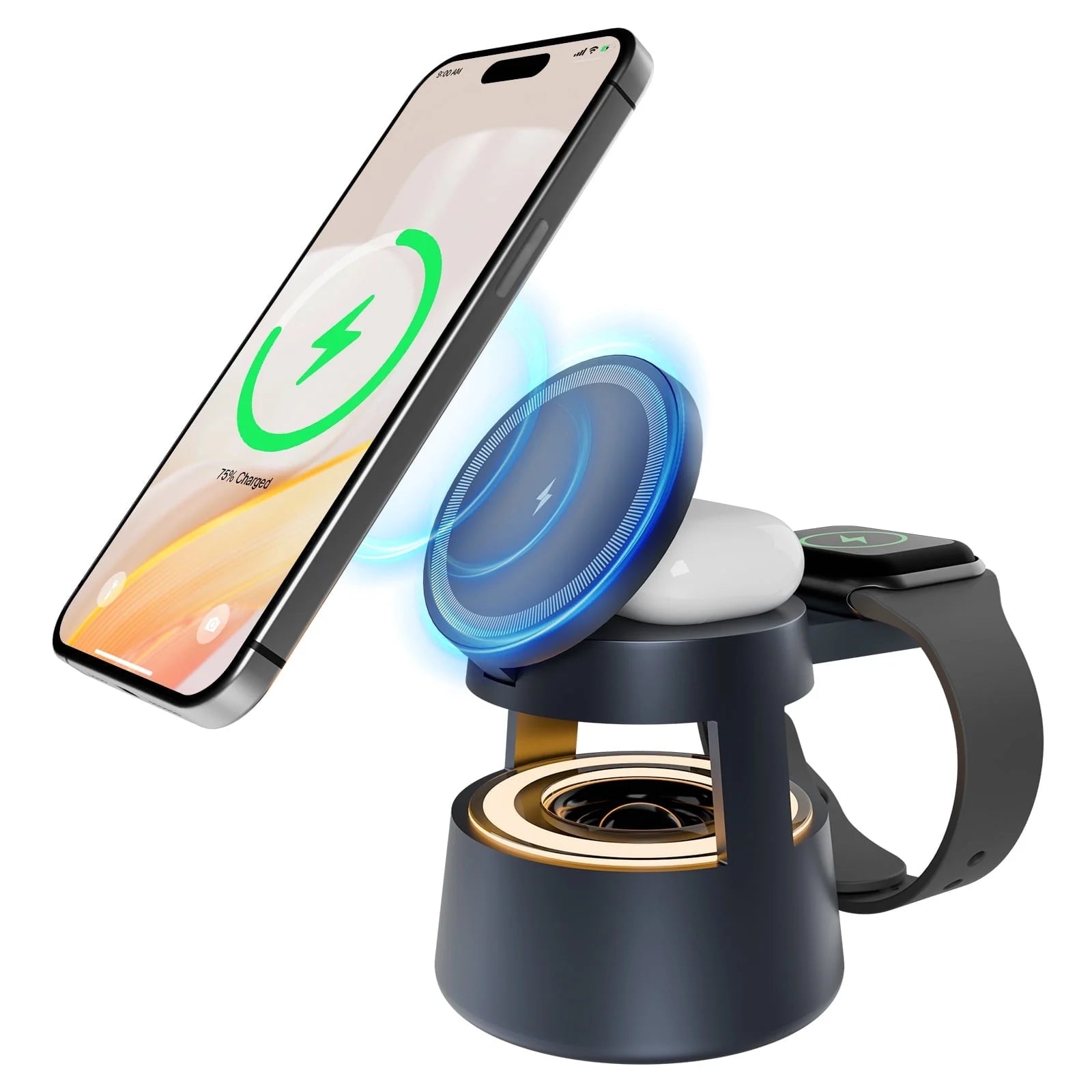5-in-1 Wireless Charging Station – 15W Fast Charger for iPhone, AirPods & Apple Watch – MagSafe Compatible